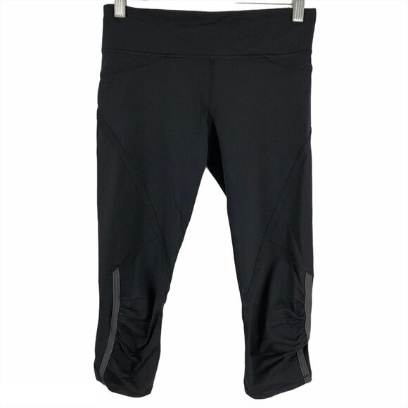 Lululemon‎ Pace Crop Leggings Pants Black Solid Wom - Picture 1 of 6